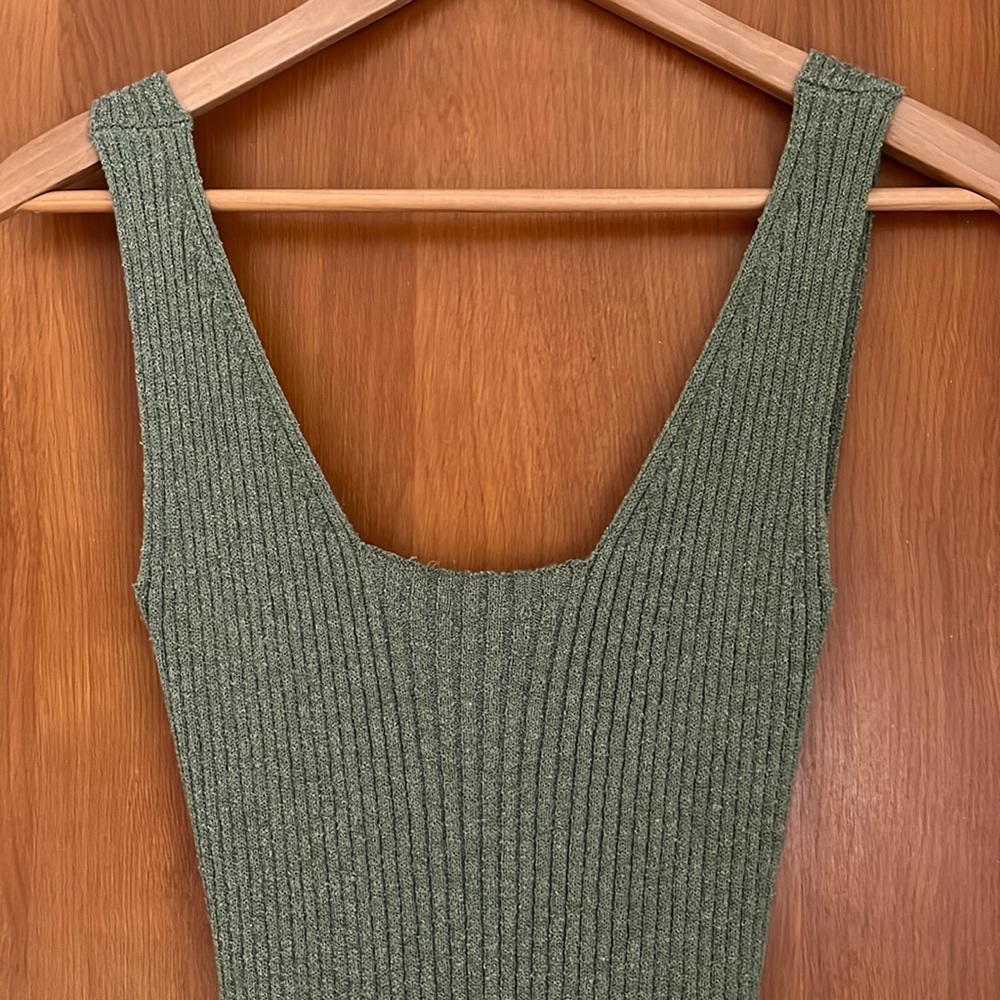Green cutout back Anthropologie sweater dress